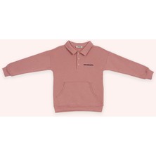 Panço Erkek Çocuk Yakalı Gül Rengi Sweatshirt