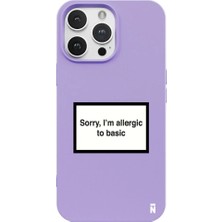 Casen iPhone 16 Pro Lila Lansman Renkli Silikon I'm Allergic Yazılı Kamera Korumalı Telefon Kılıf