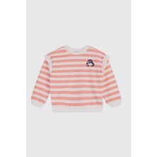 Panço Kız Bebek Baskı Detaylı Ekru Sweatshirt