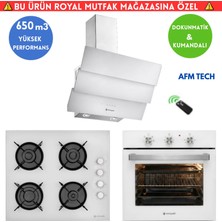 Eminçelik Fuego Turbolu Cam Beyaz Ankastre Set ( Ao 2160 Bp W60 + 12 226 + Ch 1455 Rc W60 Dijital)