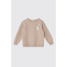 Panço Kız Çocuk Sütlü Kahve Sweatshirt