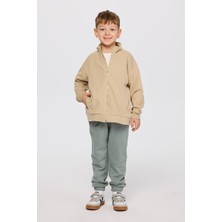 Panço Erkek Çocuk Fermuarlı Bej Sweatshirt