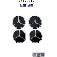 SEMECHLER Mercedes Uyumlu Mavi Jant Göbeği Kapağı Arması 75 mm (7,5 Cm) 4'lü Takım