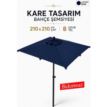 Düvenci Toptan Alubrella Kare Lacivert Bahçe, Güneş Şemsiyesi 210X210/8 Çelik Tel Bidonsuz