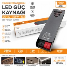 İnoled Inoled 1209 – 30A 360W 12V LED Güç Kaynağı  | Kısa Devre Korumalı Adaptör | Şerit LED Trafo | 220V Ac – 12V Dc Dönüştürücü | Yüksek Verimli, Güvenli, Uzun Ömürlü LED Trafo