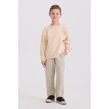 Panço Erkek Çocuk Baskılı Bej Sweatshirt