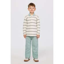 Panço Erkek Çocuk Çizgili Ekru Sweatshirt