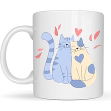 TeknoKapsül Sevimli Aşık Kediler Desenli Porselen Kupa Model 42 – Love Cats Tasarım Sevgiliye Hediye, Kahve & Çay Kupası