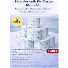 TeknoKapsül Hipoalerjenik Fix Flaster 10 cm x 10 M 5 Adet Nonwoven Medikal Sabitleme Bandı Yapışkanlı Pansuman Flasteri