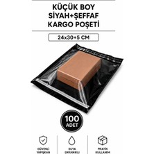 Nemere Küçük Boy Siyah Şeffaf Kargo Poşeti 24X30+5 cm 100 Adet