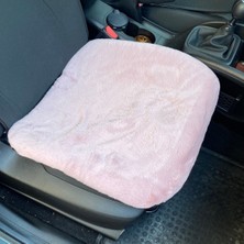 TeknoKapsül Yumuşak Tüylü Peluş Serme Oto Koltuk Koruyucu Minder Ön Tekli Pudra Pembe