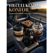 Renas Store Araç Bardaklık Genişletici Çift Bardak Tutucu ve Tepsili Düzenleyici