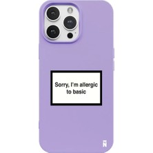 Casen iPhone 12 Pro Lila Lansman Renkli Silikon I'm Allergic Yazılı Kamera Korumalı Telefon Kılıf