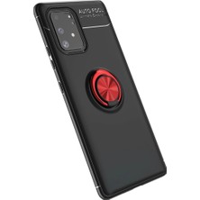 Magicool Samsung Galaxy A91 / S10 Lite Kılıf Range Yüzüklü Silikon - Siyah-Kırmızı