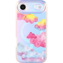 Casen iPhone 17 Air Hologram Magsafe Colorful Bulut Tasarımlı Premium Telefon Kılıf