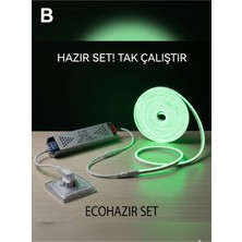 Econa 5mt Yeşil Neon LED 12 V Şerit LED Trafolu Tak Fişe Calistir,dekoratif Neon,esnek Neon Şerit LED