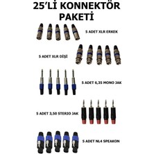 CHESTER 25’li Konnektör Seti Xlr Dişi Erkek 6.35MM 3.5mm Aux Jak Nl4 Speakon