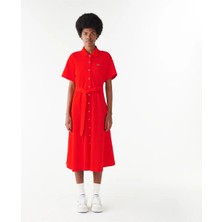 Lacoste Kadın Flare Fit Polo Yaka Kırmızı Elbise EF7923, 36