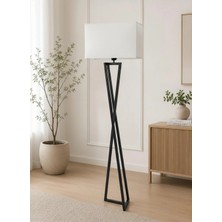 Venüs Nova Venüs Gatria | Modern Mat Siyah Metal Lambader | Siyah Kare Kumaş Başlık | Ayaklı Aydınlatma