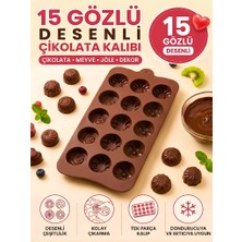 Tasarım Evi 15 Gözlü Desenli Silikon Çikolata Kalıbı - 20X10 cm Esnek Jöle, Şeker ve Pasta Dekor Kalıbı