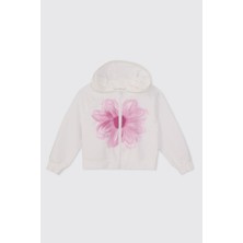 Panço Kız Çocuk Çiçek Baskılı Beyaz Sweatshirt