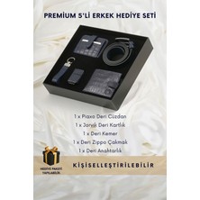 Cüzcan Hakiki Deri Cüzdan, Kemer, Kartlık, Anahtarlık ve Çakmak Seti