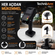 Technoloby Yazarkasa Pos Standı Technoarm POS01 Ayarlanabilir Metal Pos Cihazı Standı 360° Döner Masa Tipi Tüm Pos Cihazları Uyumlu