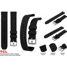 onlinekordon Tcl Movetime MT40, MT40X ve MT40SX Uyumlu Yumuşak Silikon Akıllı Çocuk Saati Kordonu Akıllı Pimli Kolay Sök Tak 18MM