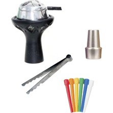 Silikon Cam Lüle-Lotus Kaloud Köz Cezvesi-Bağlantı Çevirici-Maşa-Sipsi 5 Li Paket
