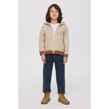 Panço Erkek Çocuk Fermuarlı Bej-Melanj Sweatshirt