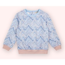Panço Kız Bebek Baskılı Mavi Sweatshirt