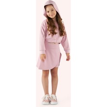 Panço Kız Çocuk Baskı Detaylı Pembe Sweatshirt