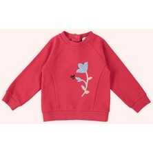 Panço Kız Bebek Nakış Detaylı Kırmızı Sweatshirt