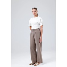 IVRESSE MODAL BELİ LASTİKLİ PANTOLON VİZON