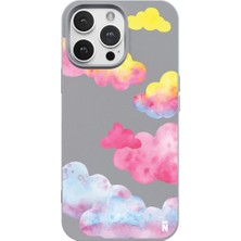 Casen iPhone 11 Pro Gri Lansman Renkli Silikon Colorful Bulut Tasarımlı Kılıf