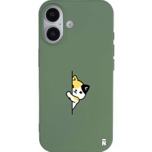 Casen iPhone 16 Yeşil Lansman Renkli Silikon Cat Lover Kedi Tasarımlı Kılıf