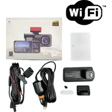 Renas Store Araç Kamerası - 3 Kameralı Wifi Ön , Iç ve Arka Full Hd Dvr Araç Içi Ekranlı Kamera (1177)