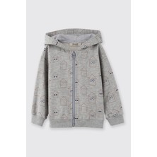 Panço Erkek Bebek Fermuarlı Gri-Melanj Sweatshirt