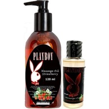 TeknoKapsül Playboy Aromaterapi Çilek Massage Oil 120 ml + Çilek Aromalı Massage Vücut Masaj Yağı 50 ml
