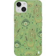 Casen iPhone 15 Plus Yeşil Lansman Renkli Silikon I'm Mysterious Tasarımlı Kamera Korumalı Telefon Kılıf