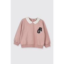 Panço Kız Bebek Bebe Yaka Pembe Sweatshirt