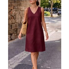 Nake Butik Kadın Düz Kesim Kolsuz Yazlık Midi Elbise