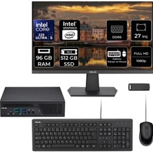 Asus Expertcenter PB64 Core Ultra 5 225 96GB Ram 512GB SSD 27" Full Hd Monitör Freedos PB64-B50060MHP742 Mini Masaüstü Bilgisayar + Per4 USB Bellek