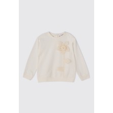 Panço Kız Bebek Aksesuar Detaylı Ekru Sweatshirt