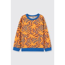 Panço Erkek Bebek Baskılı Bisiklet Somon Sweatshirt