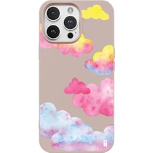 Casen iPhone 16 Pro Max Pudra Lansman Renkli Silikon Colorful Bulut Tasarımlı Kılıf