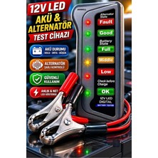 Derwell Yeni 2026 New 12V LED Araç Akü ve Alternatör Test Cihazı – Hızlı Akü Şarj Kontrol Ölçer Harici Güç Gerektirmez (Ölçüm Yapılan Aküden Beslenir) Dayanıklı Abs Plastik Gövdeli Cihaz
