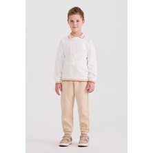 Panço Erkek Çocuk Yaka Detaylı Beyaz Sweatshirt