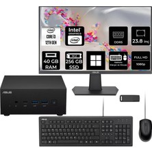 Asus Expertcenter PN64 Intel Core I3-1220P 40GB Ram 256GB SSD 23.8" Full Hd Monitör WIN11 Home PN64-BB3012MDP571 Mini Masaüstü Bilgisayar + Per4 USB Bellek
