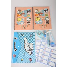 x Dekomus Lisanslı Cinnamoroll & Best Friends 13 Parça Kırtasiye Seti 2 Adet Defter,uçlu Kalem,çıtçıt Dosya